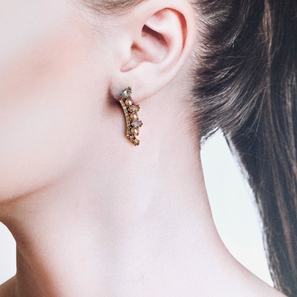 MARCHESA Champagne Pearl Rose Gold Pin Earrings